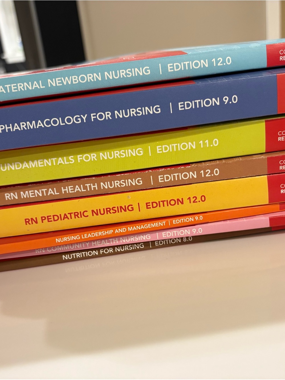 Colorful Set of Nursing Textbooks - Multi-Color Spines